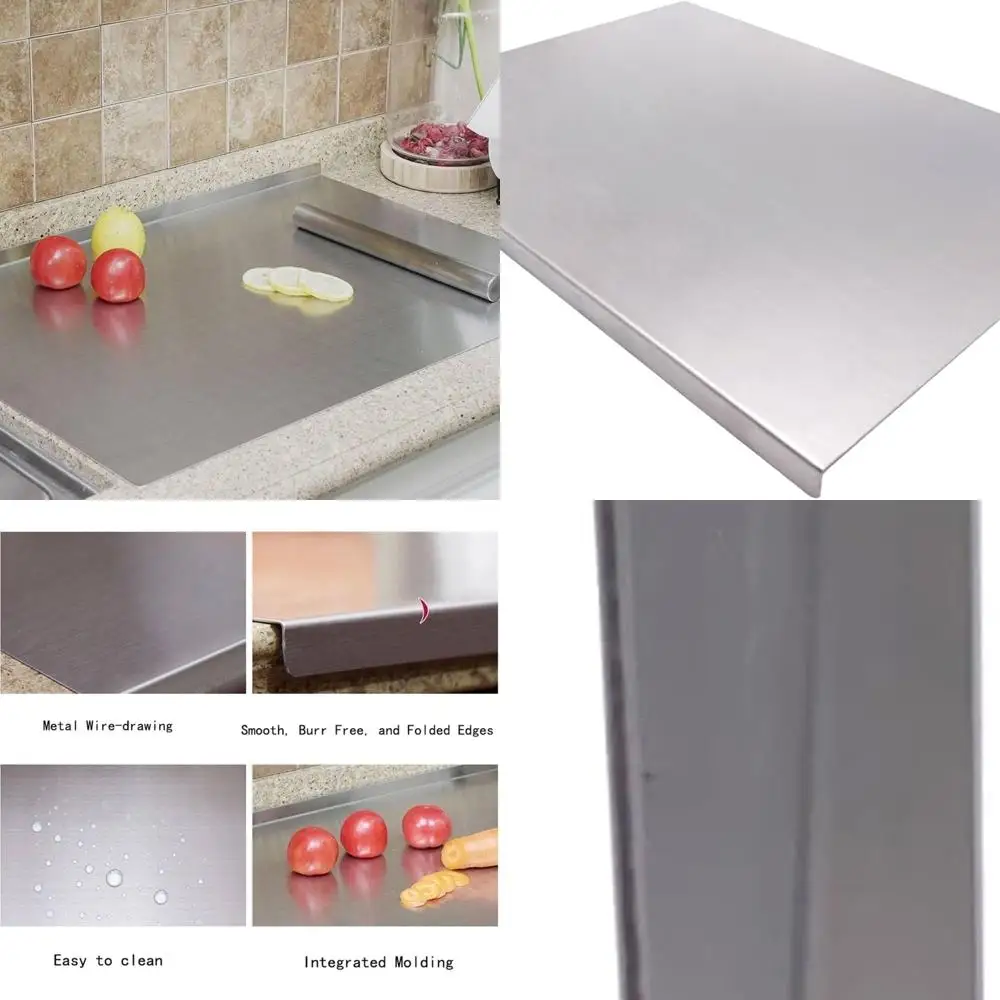

Large Kitchen Stainless Steel Chopping Boards, Ideal for Meat, Fruit, Veg, Bread, and Baking (60x40cm)