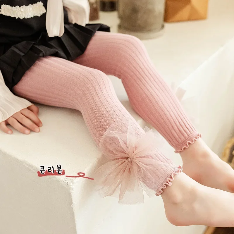 New Baby Girls  Leggings Cotton Bows Spring Autumn Kids  Pants For Girl Fashion High Waist Long Trousers Children\'s