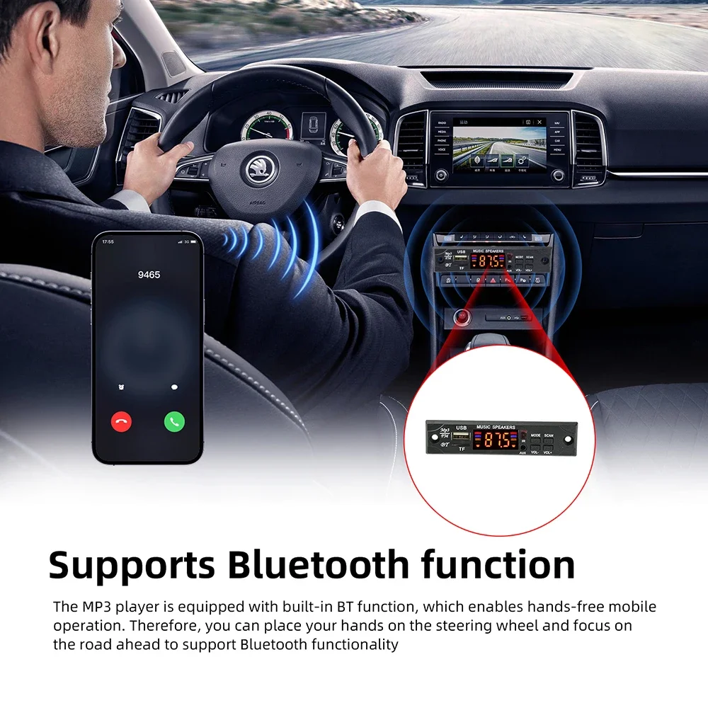 Bluetooth MP3-Audio-Decoder-Board 12V DC mit LED-Display, Fernbedienung, verlustfreier Multi-Format-Unterstützung für Auto-Audio – Detail 3