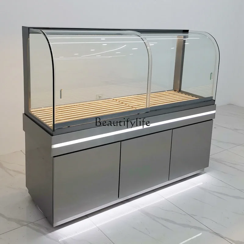 New Stainless Steel Titanium-Plated Bread Counter Zhongdao Marble Supermarket Display Cabinet