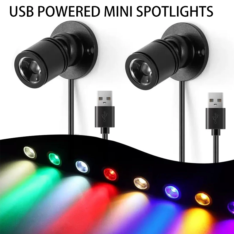 LED Mini Spotlight for Aquarium Display Cabinet,USB Plug-in 360° Adjustable Light for Fish Tank Decoration,Model Showcase,Shelf