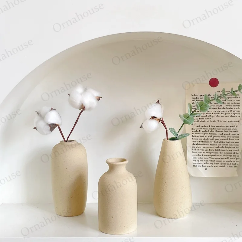 Nordic Su Embryo Ceramic Vase, Ins Style, Living Room Flower Arrangement and Dry Flower Set, Creative Decoration