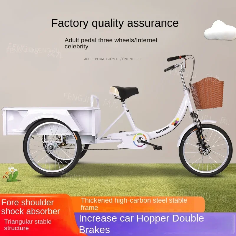 ZL with Bucket Pedal Tricycle Elderly Lightweight Scooter Cargo Rickshaw