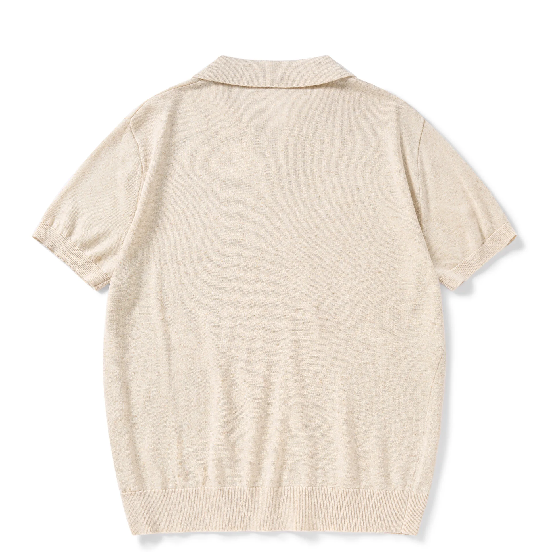 Linen Laisel Blend Summer Vintage Style Knitted Short Sleeved Polo Shirt,loose Seagull Collar Half