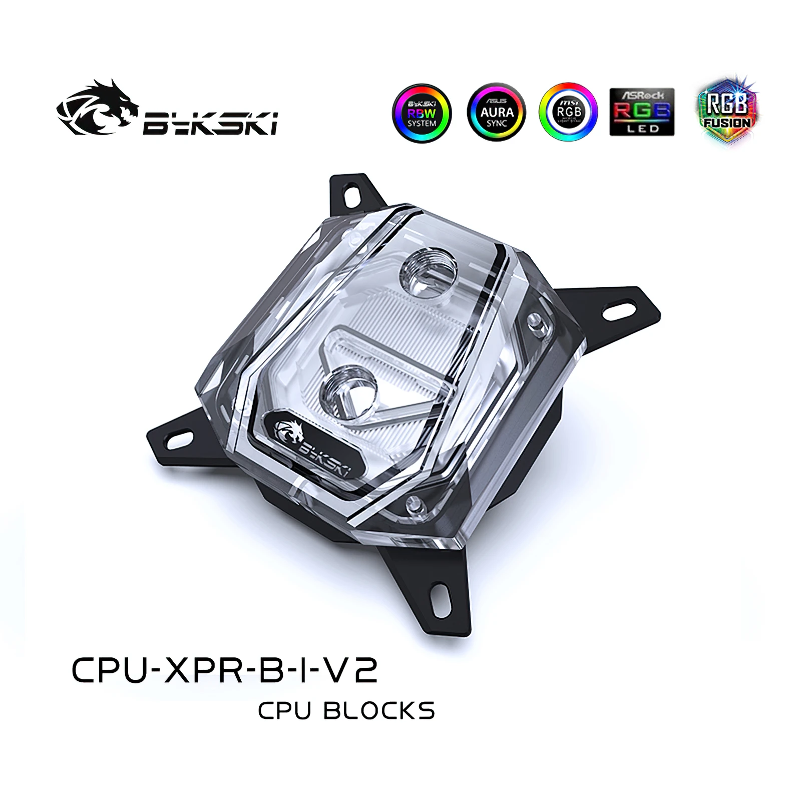 Bykski-CPU Liquid Cooling Block, RGB Cooler para Intel 115x1200, 1700, 20xx, CPU-XPR-B-I-V2