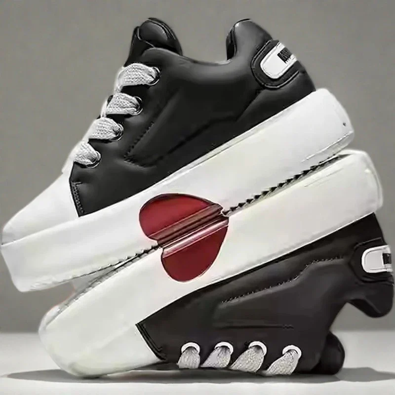 

Autumn Men Casual Sneakers Heart Design Platform Shoes Trend Tennis Sports Shoes Outdoor Comfortable Lace Up Vulcanized Sneakers