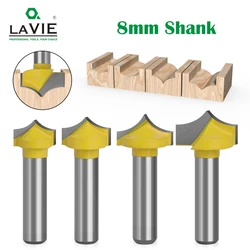 4pcs 8mm Shank Solid Carbide Round Point Cut Round Nose Bits Shaker Cutters Tools Woodworking Milling Cutter for Wood MC02044