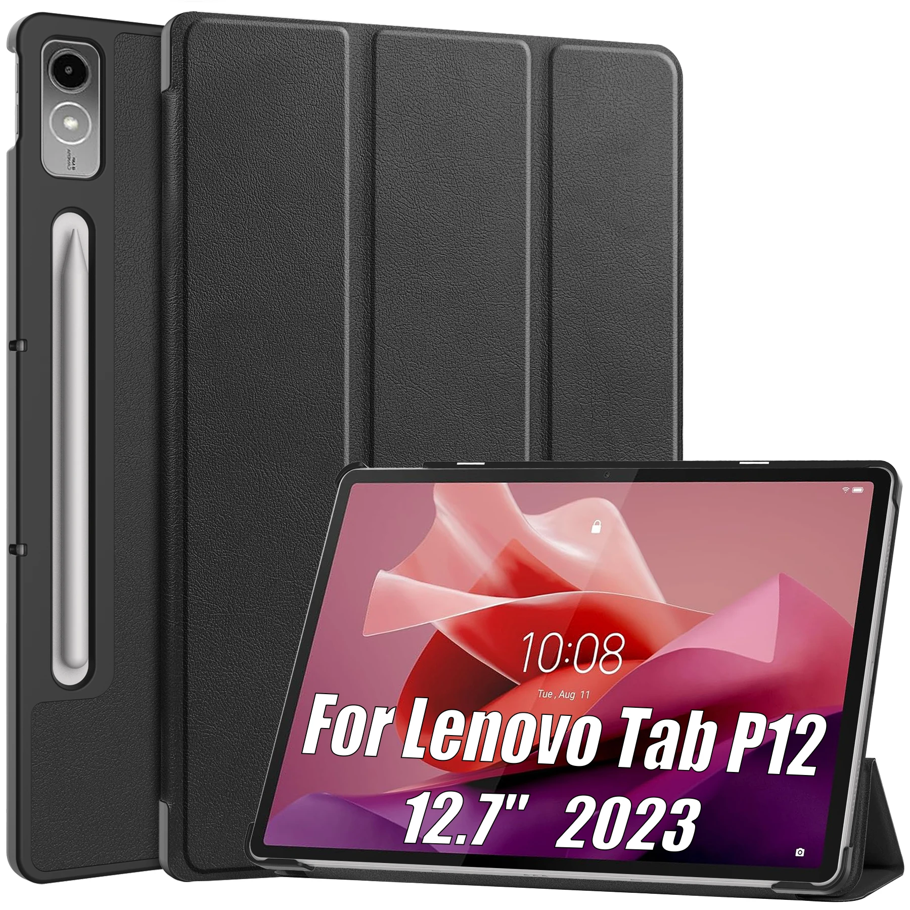 Funda de cuero para tableta Lenovo tab P12, 12,7 pulgadas, 2023, ligera, delgada, soporte triplegable, Xiaoxin Pad Pro 12,7, TB371FC