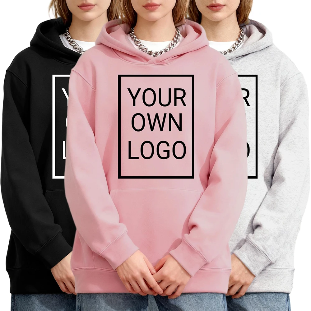 

Женские хлопковые толстовки с индивидуальным логотипом, повседневные пуловеры большого размера, осенняя спортивная женская уличная одежда «сделай сам», удобная толстовка унисекс