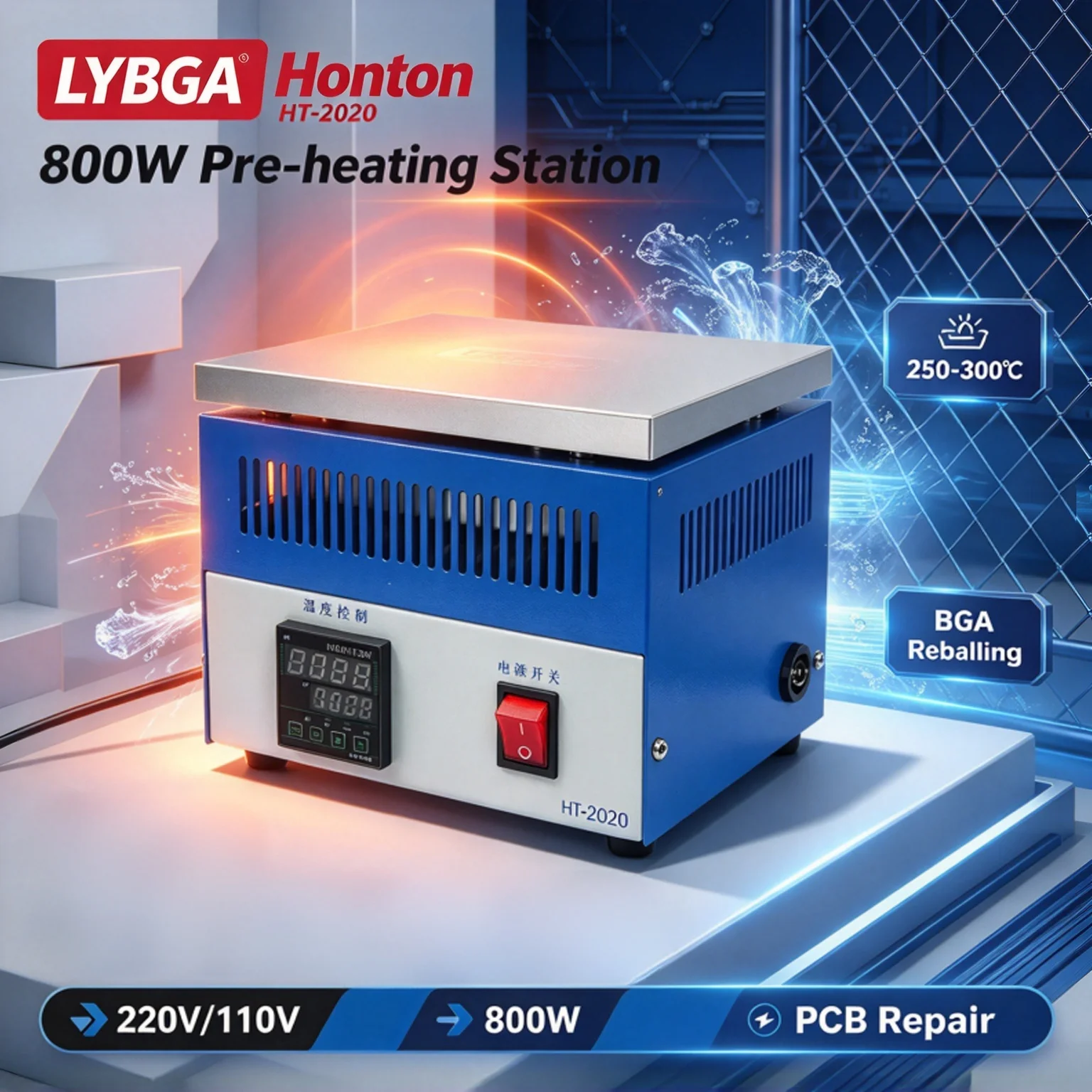 LYBGA 800W Honton HT-2020 Constant Temperature Pre-heater Heating Plate Station for BGA Reballing PCB Repair Hot Plate
