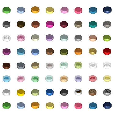 1000Pcs 빌딩 블록 조립 플랫 타일 1x1 라운드 벽돌 1*1 DIY 교육 기술 부품 98138 35380 35381 어린이 장난감에 적합