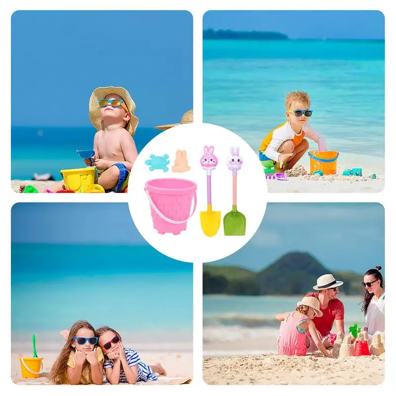 Sand Toy Set 5PCS Sand Bucket And Shovel Set Funny & Summer Party Playsets For Kids Ages 3-12 Toddler Outdoor Activities