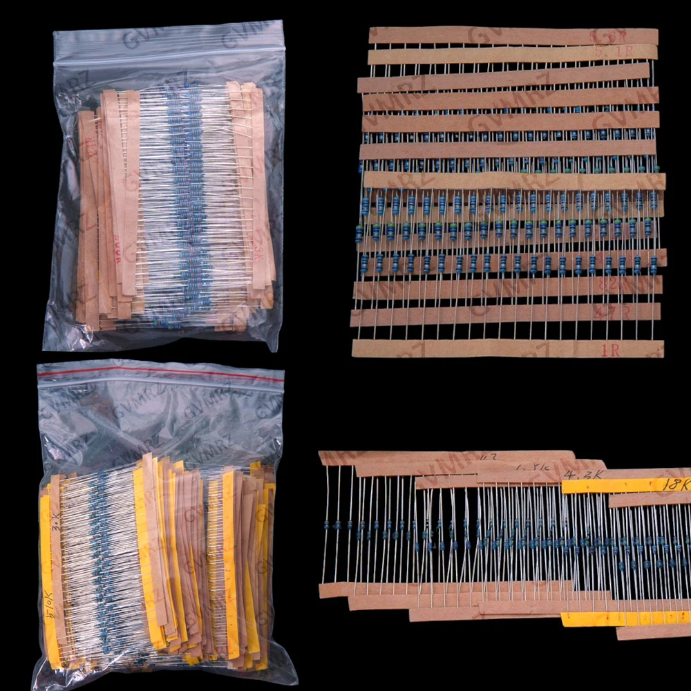 130Values 156Values 1/4W 1/6W 1/2W 1W 2W Power Metal Film Resistor Kit 1R-10M Assortment Set 1ohm-10Mohm samples pack 1/4W