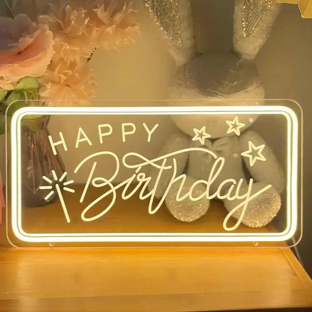 Happy Birthday Neon Sign Carve Personal Custom Made Led Light For Friend Birth Gifts Living Room Decor Neon Letters on The Wall