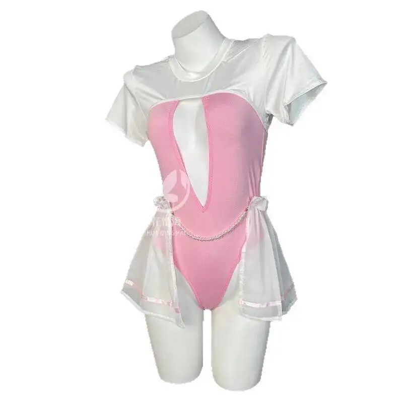 

Floral Romance Sexy Lingerie Schoolgirl Outfit Sweet Passionate Uniform Bodysuits Pure Desire Nightclub Wear Short Sleeved 4F1R