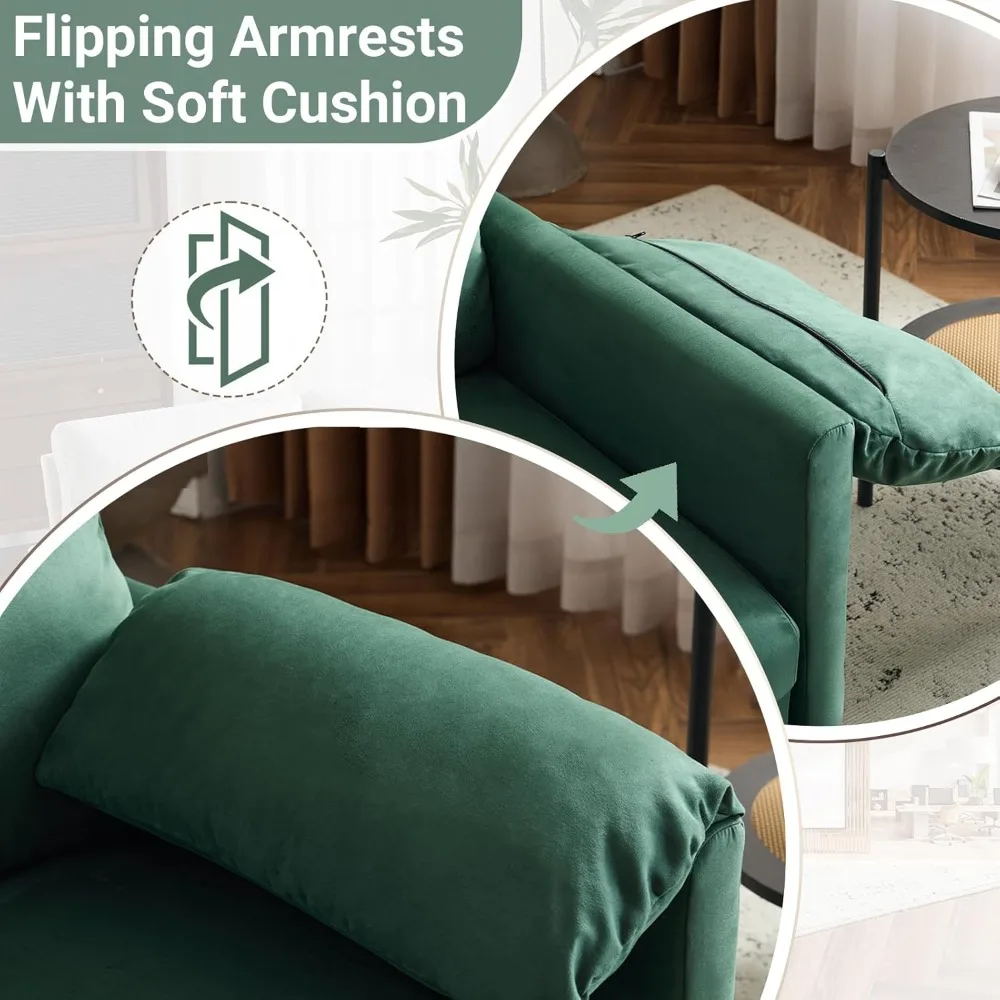 أريكة منجدة من جلد الغزال المدمج، أريكة صغيرة مقاس 48.8 بوصة لغرفة المعيشة، مقعد مريح للجلوس للمساحات الصغيرة