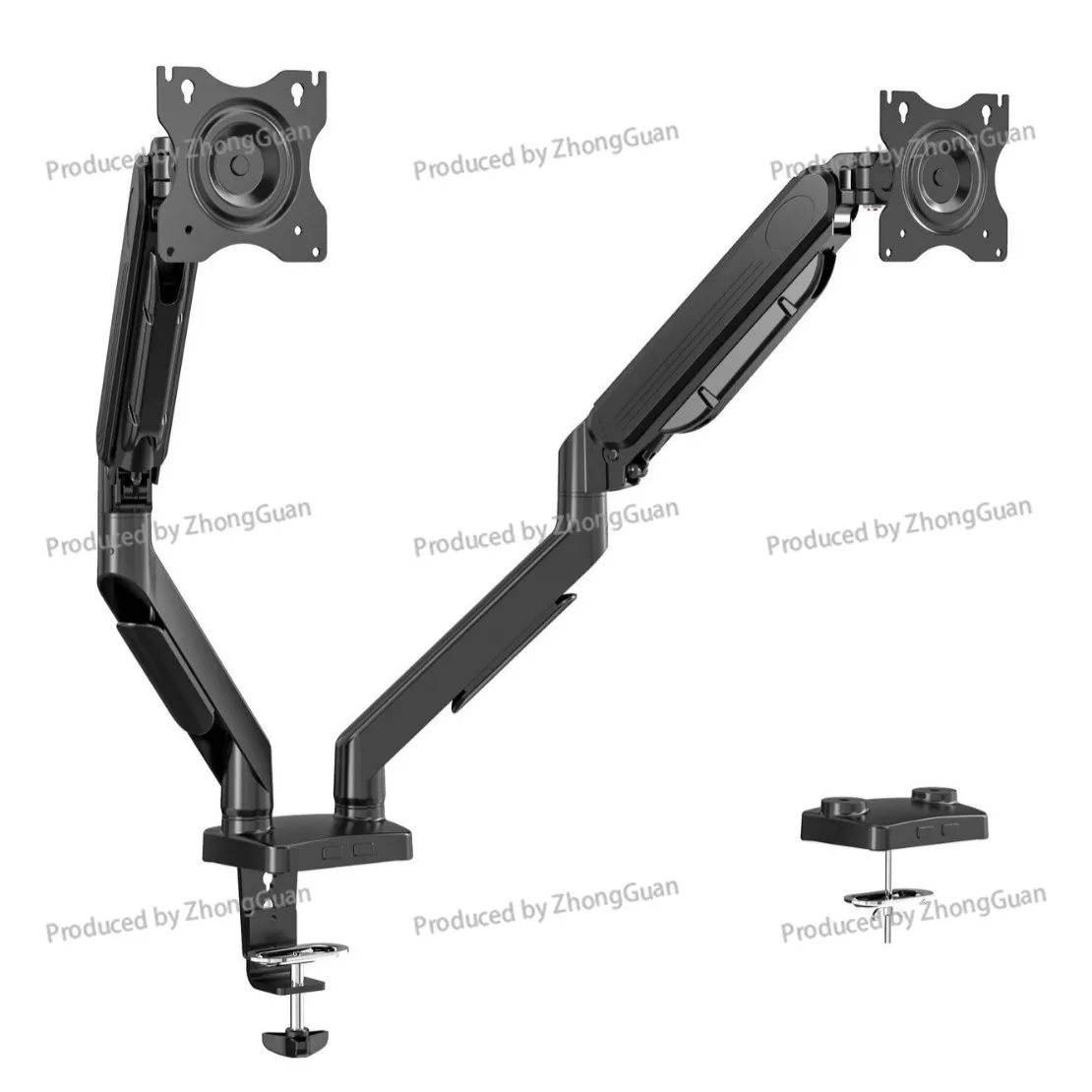 Gas Spring Dual-arm Monitor Mount, Free-floating Height Adjustment, Display Stand for Business and Office Use