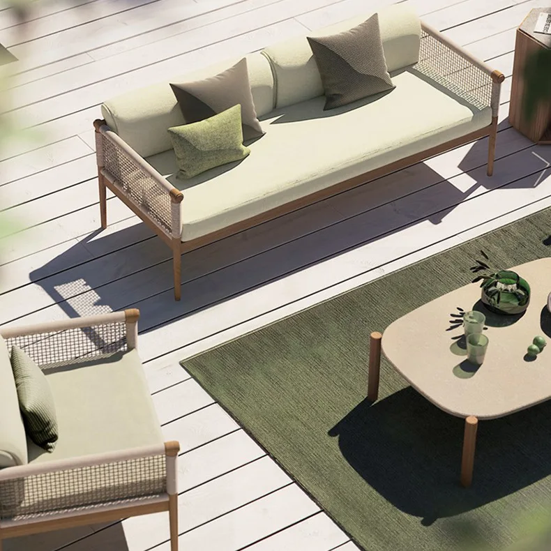 &Outdoor Sofa Nordic Simple Aluminum Alloy Cushion Customizable Living Room Farmhouse Courtyard Villa Terrace Hotel Garden