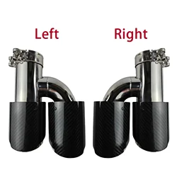 1 Pcs Universal Car Carbon Fibre Tail Throat Length Burnishing h-Shaped Double Out Twill Glossy Exhaust Muffler Tip