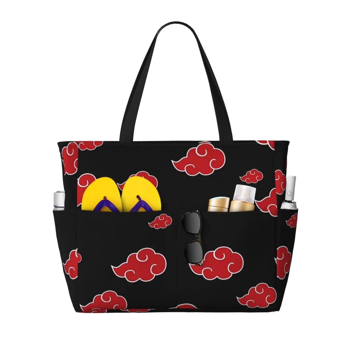 Black And Red Cloud Beach Tote Bag Sport Gym Yoga Duffle Large Tote Bag Women Travel Bag Fitness bag