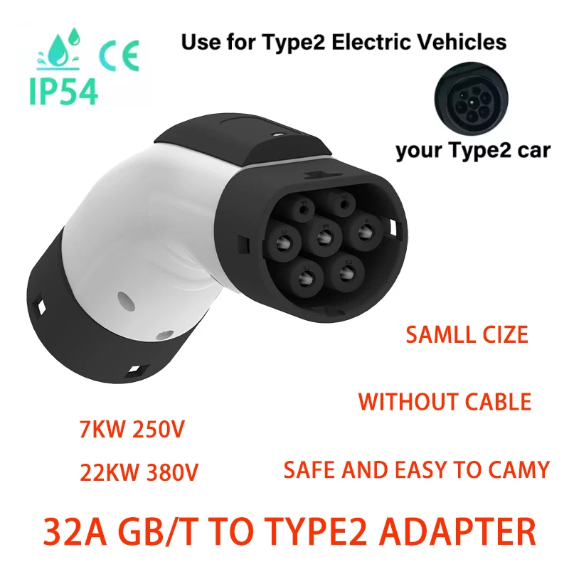 EV Charger Station Adapter for GBT to Type 2 IEC 62196-2 Converter EVSE Single/Three Phase Connector 16A 32A for Type 2 Cars