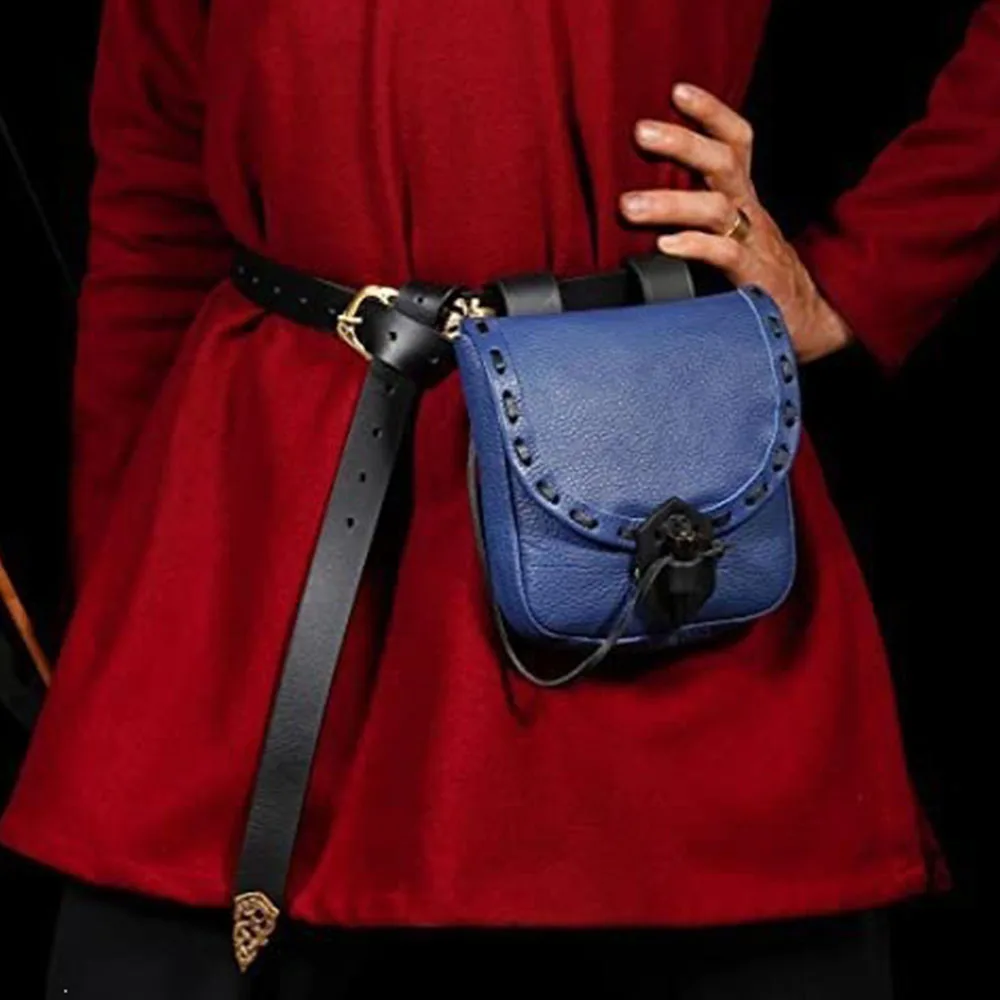 Medieval Renaissance Style Fashion Waist Bag Punk Retro PU Leather Viking Pouch Coin Purse Dice Bag for Men Women Cosplay Props
