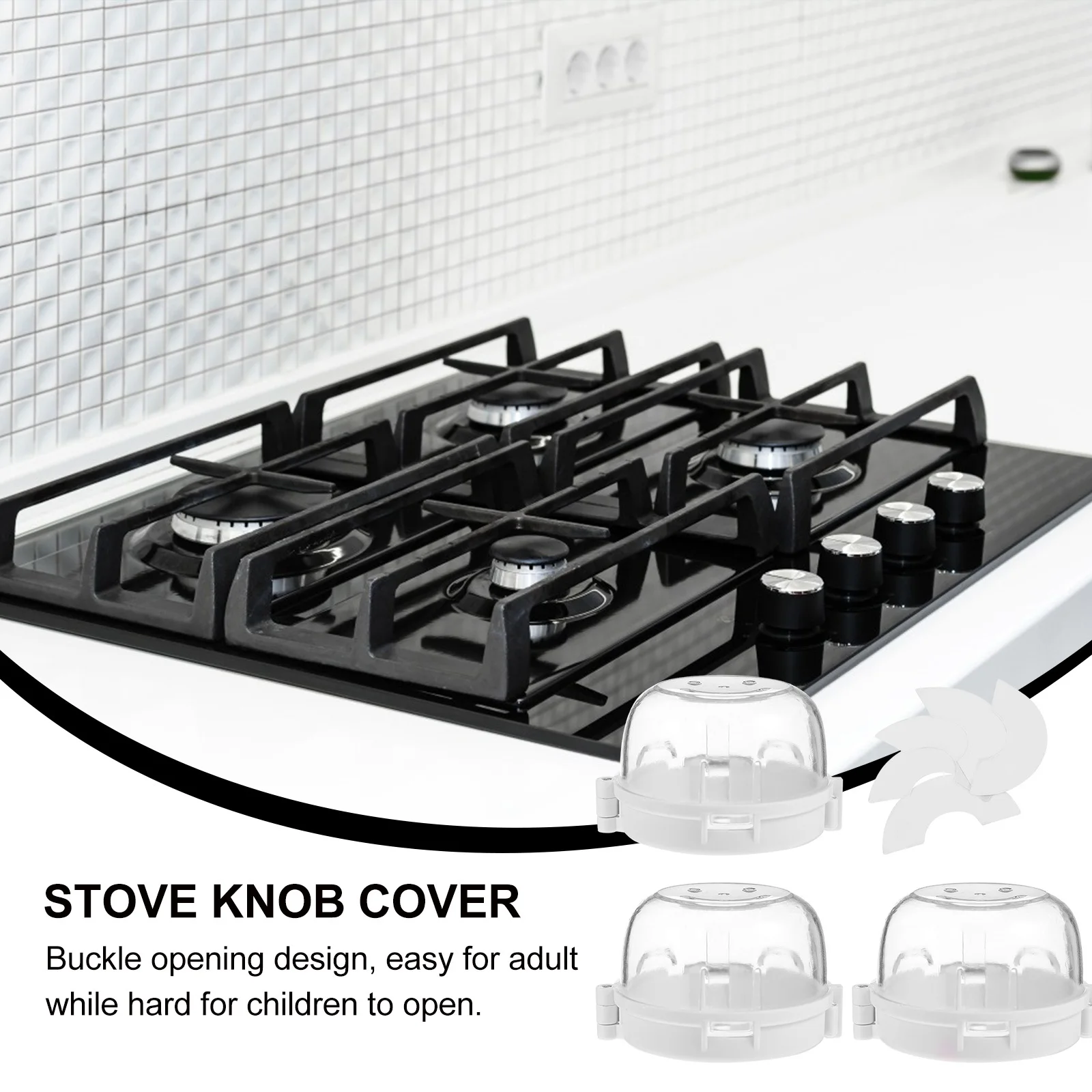 

3pcs Gas Stove Knob Cover Child Safety Lock 120°C Heat Resistant Nonslip Design For Kitchen Stove Protective Cover Baby Proof