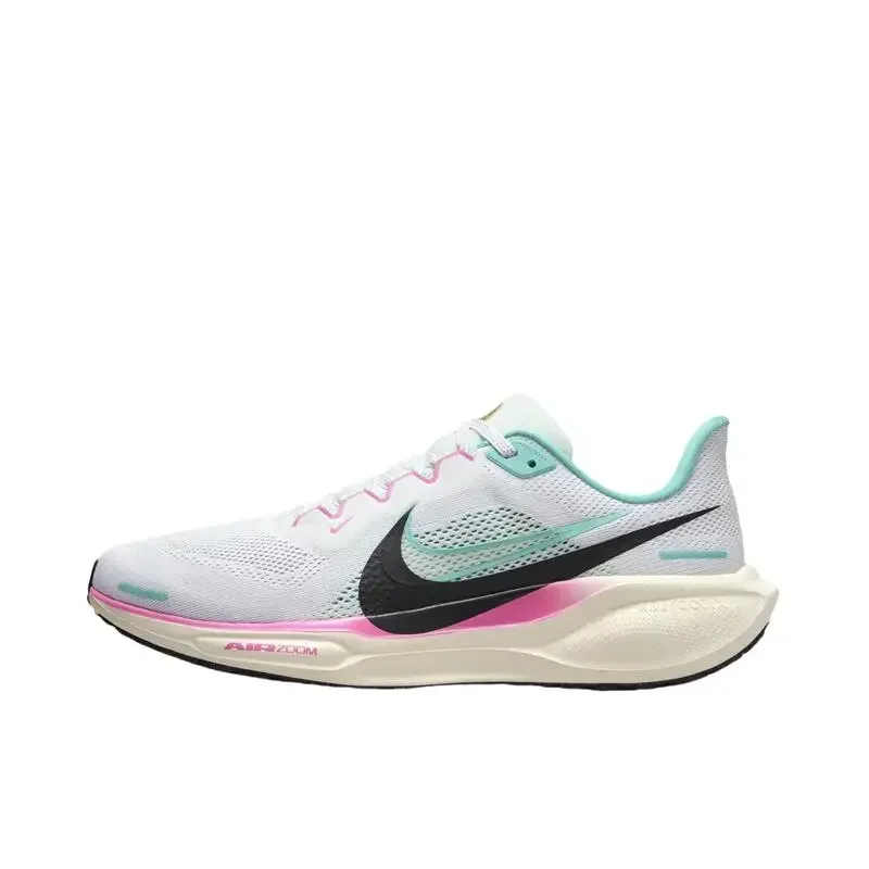 Nike AIR ZOOM PEGASUS 41, gemütlicher, leichter, belüfteter, dämpfender Stoff, rutschfeste Unisex-Laufschuhe, Weiß/Blau/Rosa HM3703-161