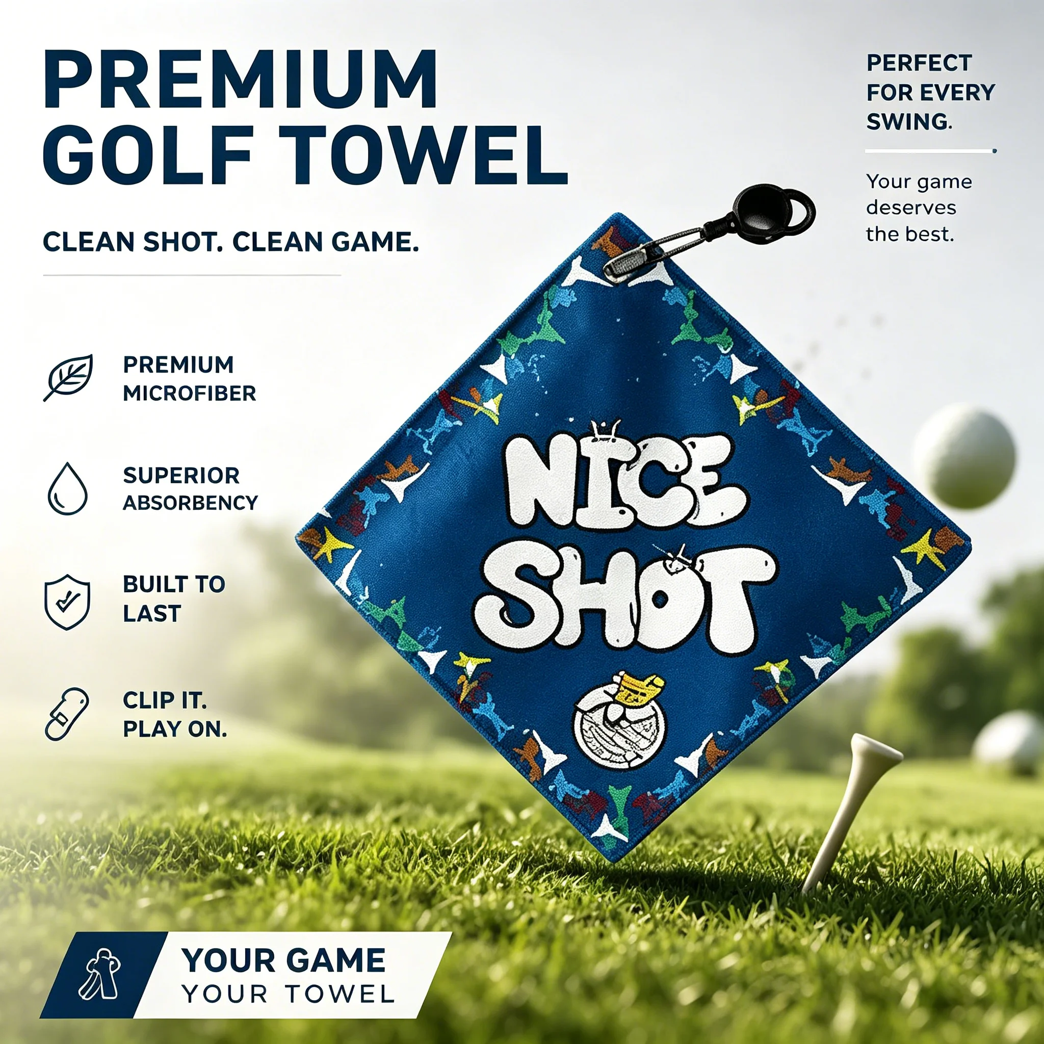 TISNOL 2026 New Style Premium Golf Towel, Double Sided Print, Perfect for Golf Bags, Fun & Creative Gifts for Men or Women.