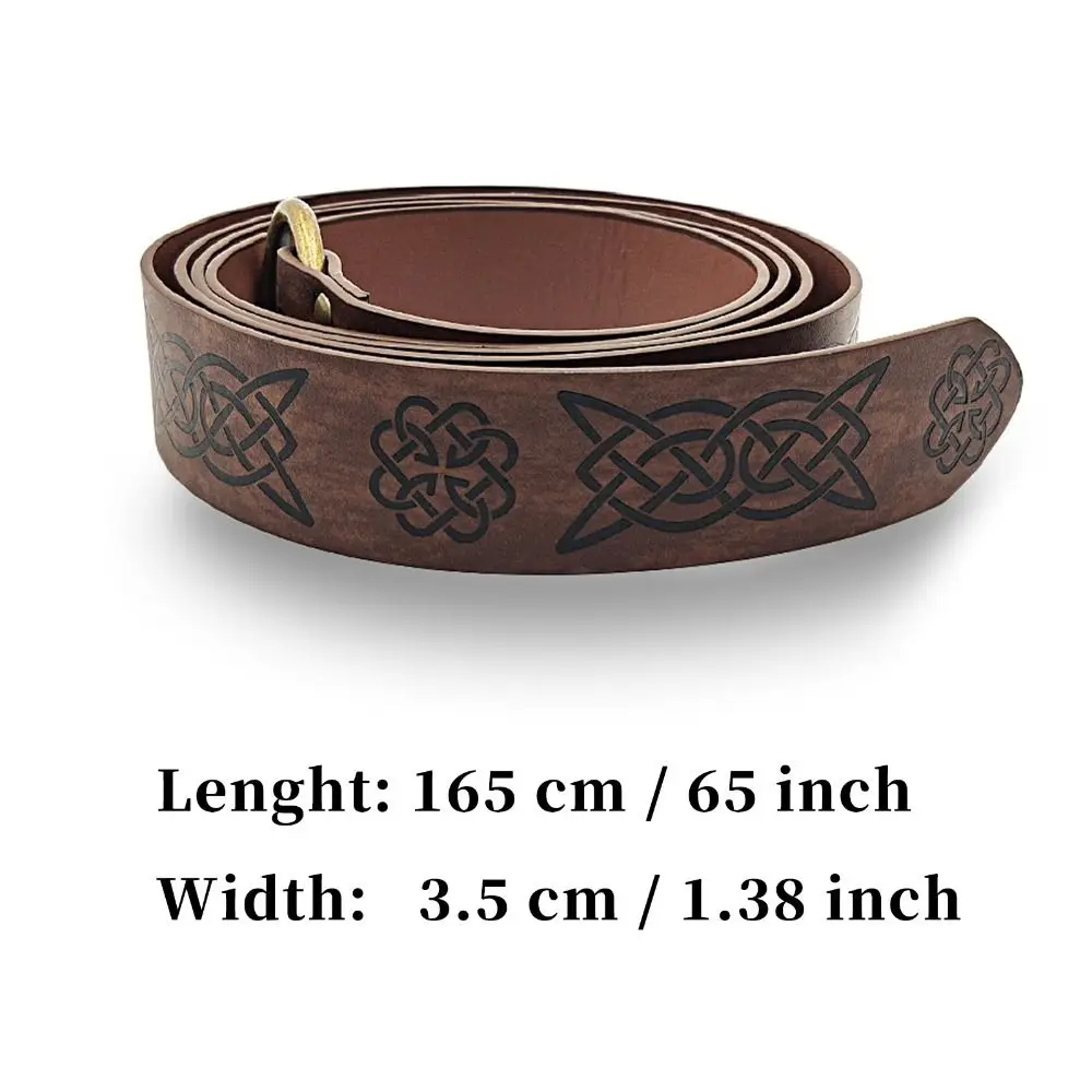 Novelty Embossed Viking Renaissance Belt PU Knight Celtic Belt Printing Leather Medieval Waistband Party