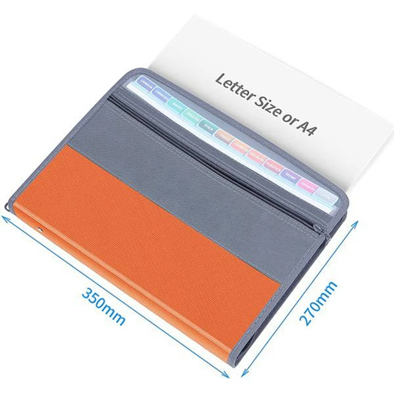 1 Piece 13 Compartments File Folder Organizer File Box Organizer With Zipper , Fit A4 Paper, Banknote, Document Receipt D