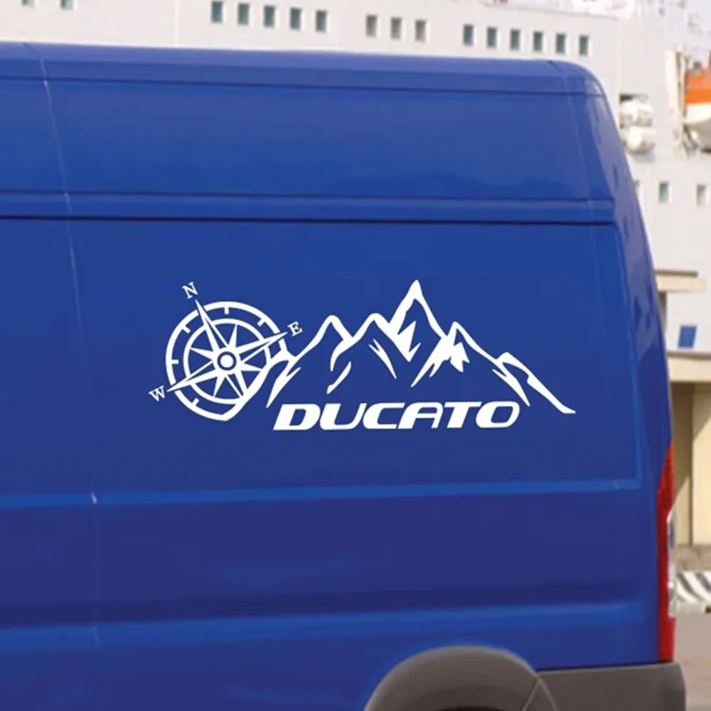 Waterproof Vinyl Camper Van Decals for Fiat Ducato - Alpine Adventure Mountain Compass Auto Body Decor Accessories