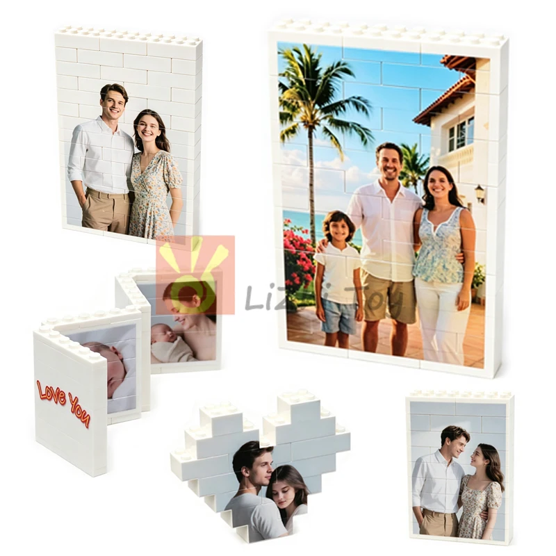 DIY Custom Photo Image Personalized Customized Building Block Bricks Birthday Couple Gift White Puzzle Frame for Any Occasion