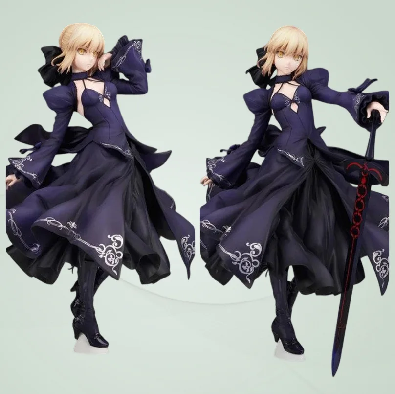 Fate Stay Night Anime-Figur Saber Alter im schwarzen Kleid, 24 cm, PVC, austauschbare Hände, Sammlermodell für Anime-Fans