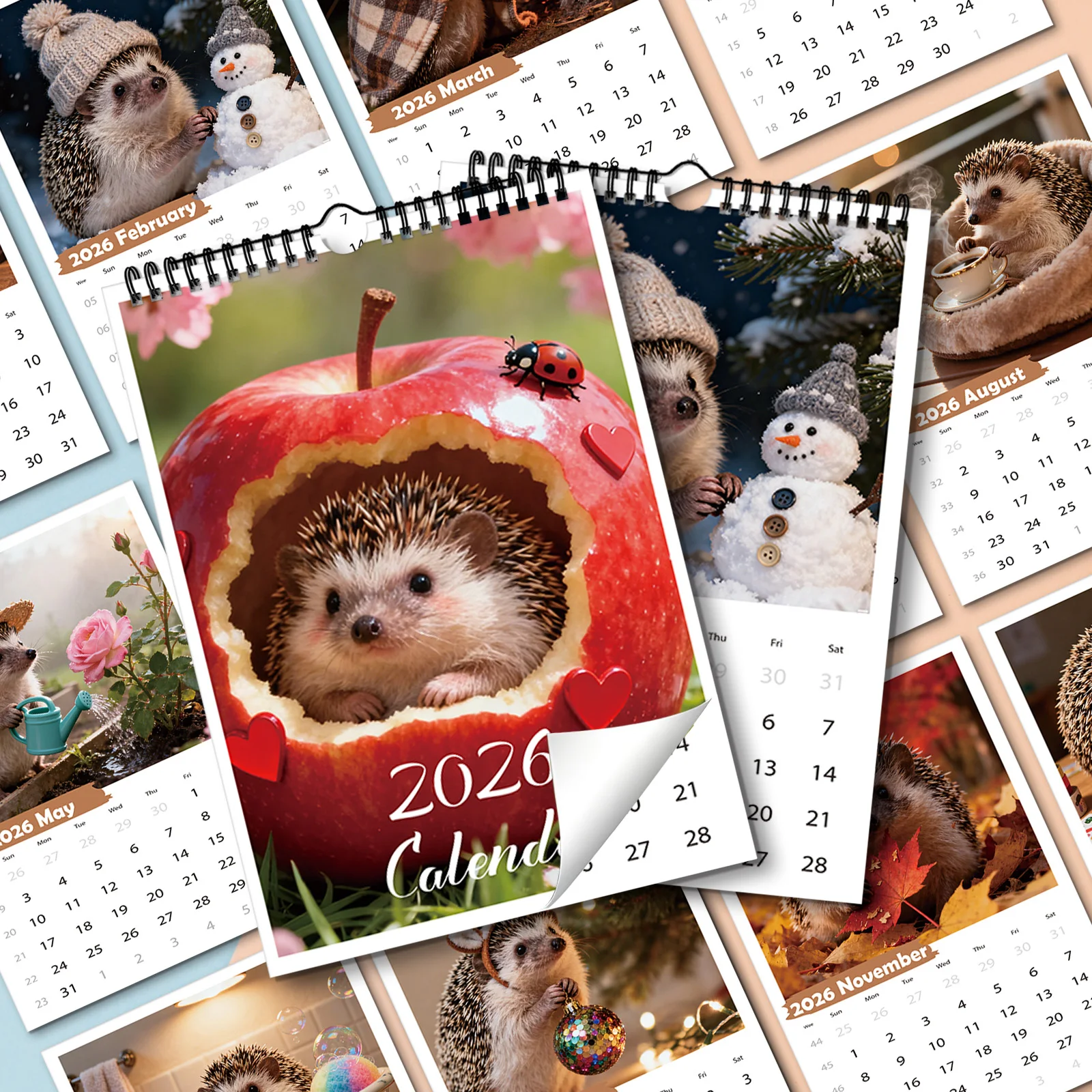 

1PC Charming Hedgehog Whimsical Fruit Calendar,Suitable for Home Corner Decoration, Ideal for Nature Lovers
