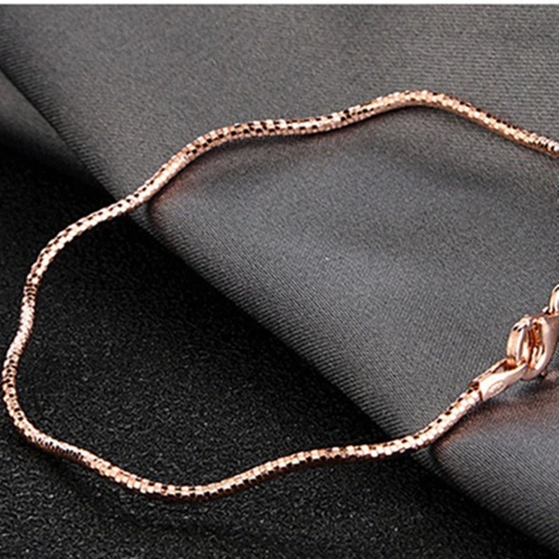 Italian 925 Sterling Silver Rose Gold Plated Women\'s Bracelet Soft Sparkling Three Color Plain Wave Chain Bracelets Shinny