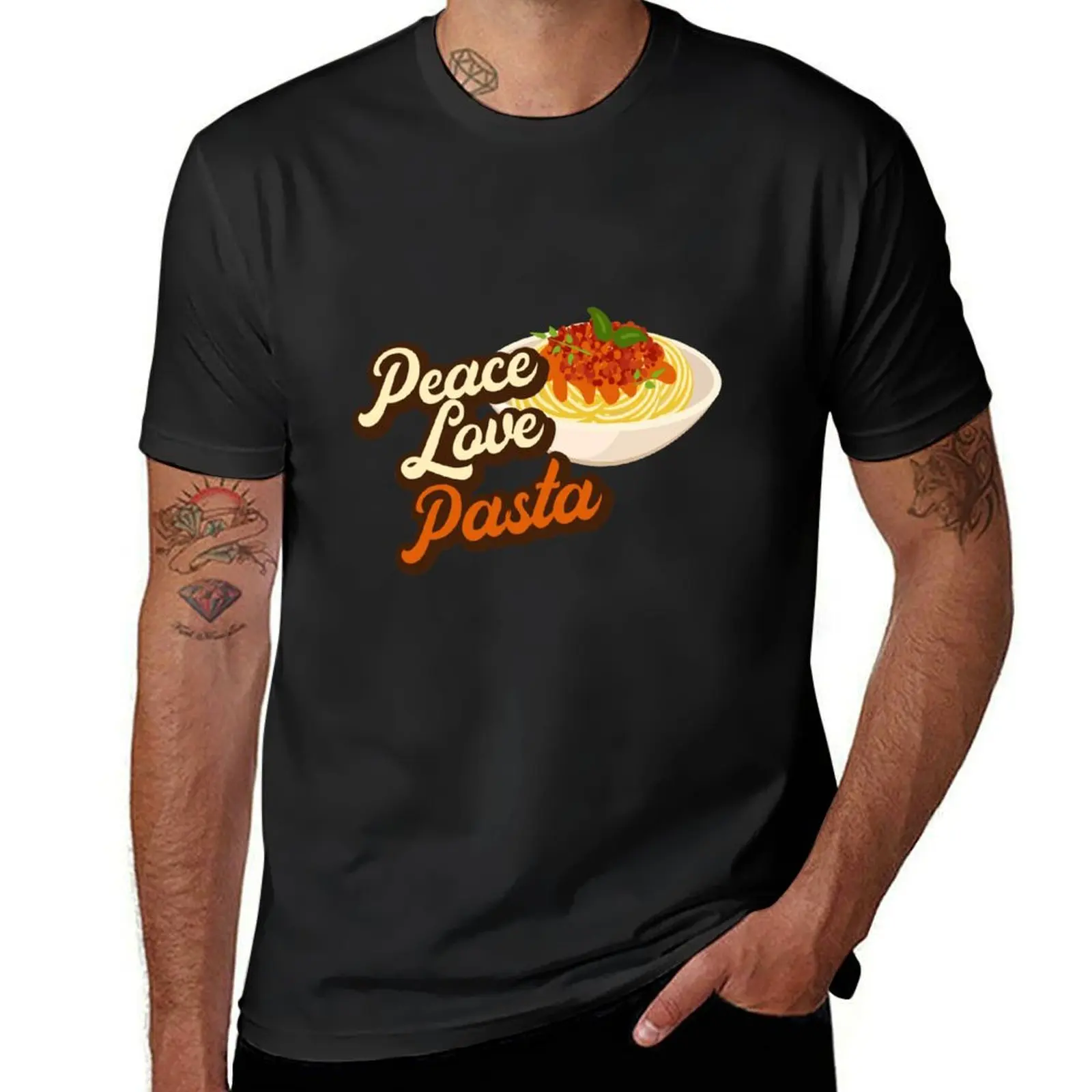 Pasta de amor de la paz Camiseta de talla grande para hombre, camisetas ajustadas