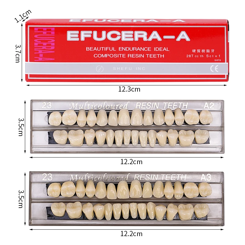 28pcs/box Resin Denture Teeth Upper Lower Full Mouth A2 A3 Dental Synthetic Resin Teeth Dentistry Teaching Model