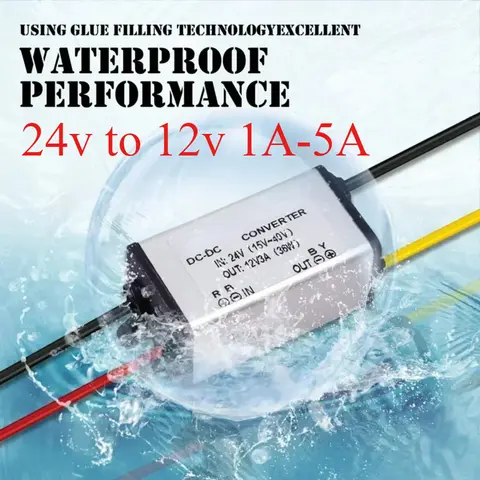 DC 24v to 12v 1A-5A  Reducer Regulator Step Down Converter Power Supply Adapter for Solar System Auto Car Truck Vehicle Boat