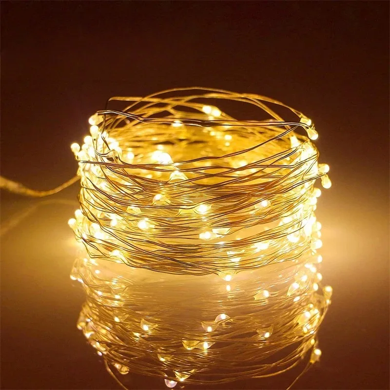 

USB светодиодные гирлянды из медной проволоки, 20 м, 200 светодиодов, праздничная уличная лампа, гирлянда для рождественской елки, украшения для свадебной вечеринки