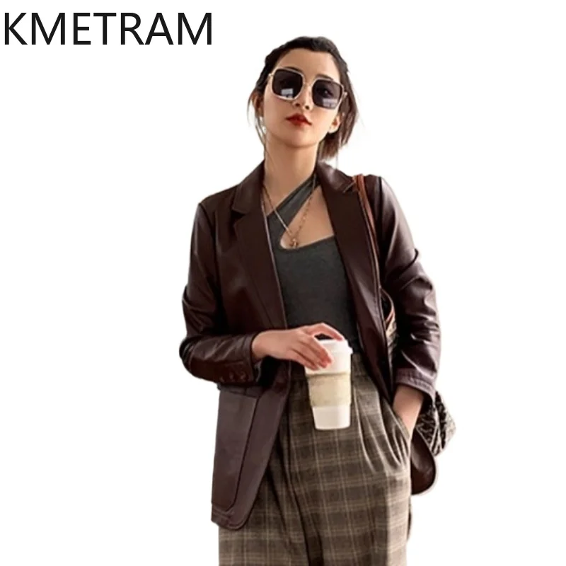 100% Sheepskin Jacket Woman Luxury Burgundy Genuine Leather Jackets Women New in Outerwears Fall Clothes 2025 куртка кожаная