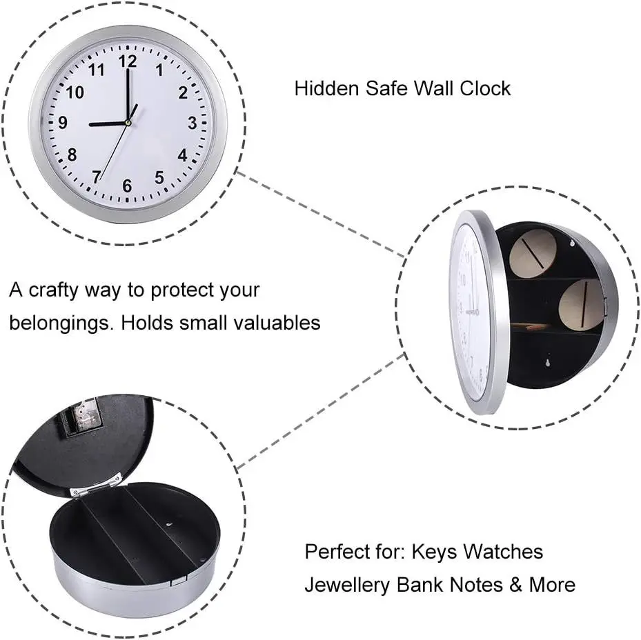 Sight Secret Wall Clock With Hidden Compartment Hide Cash Jewelry Keys Valueables Safe Box For Home Office Decoration Safe