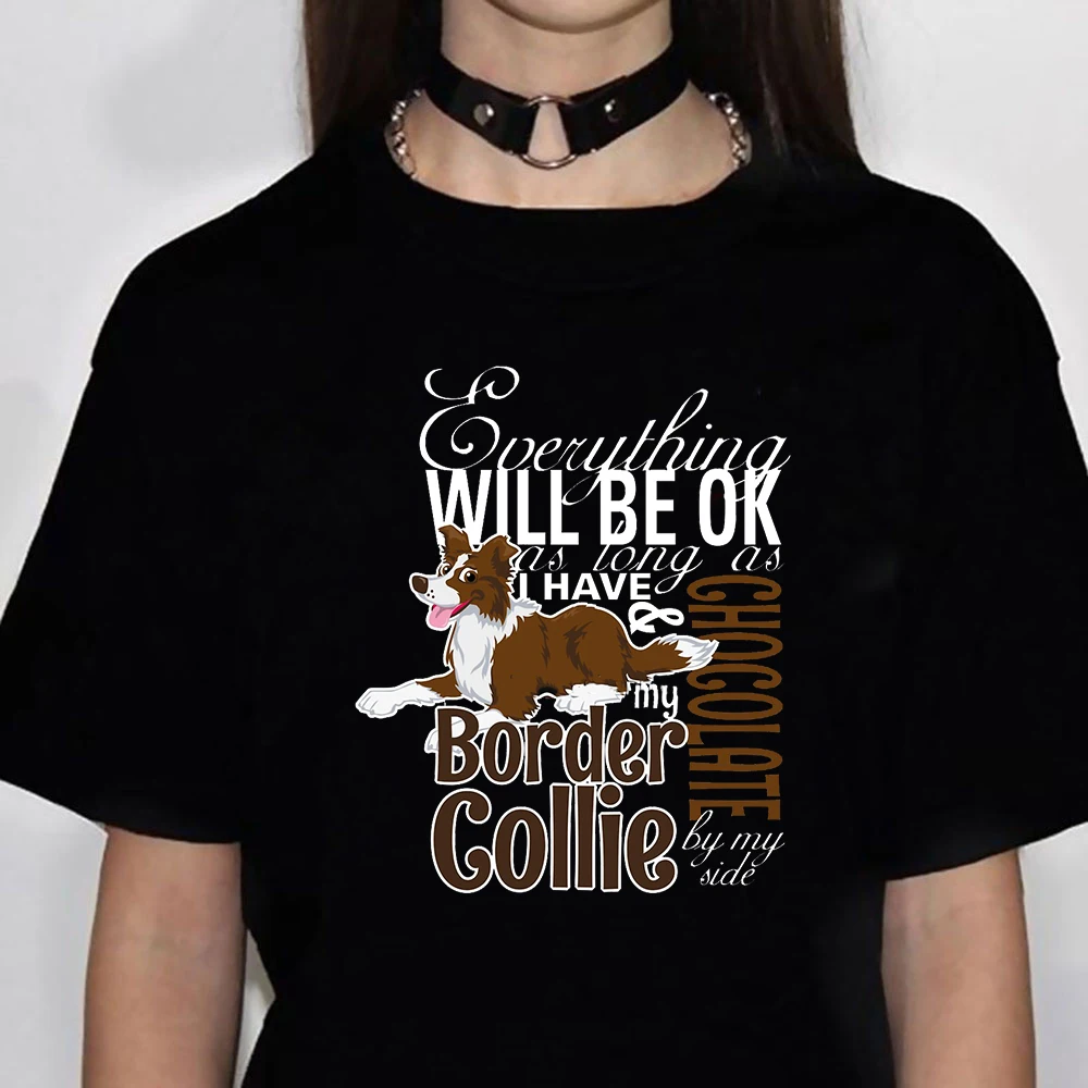 Border Collie top women Japanese t-shirts girl y2k clothing