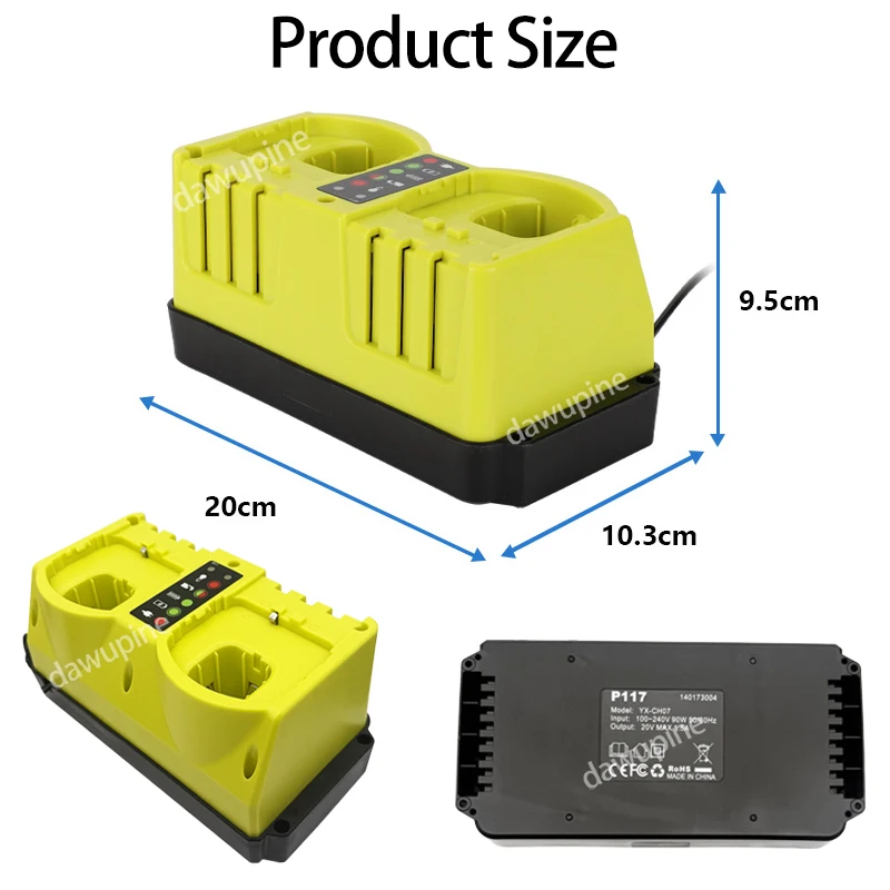 

Power Tool Accessories Parts For Ryobi 18V Lithium Battery AC 100-240V Dual Ports Fast Charger P107 P108 P109 P102 P104 P117