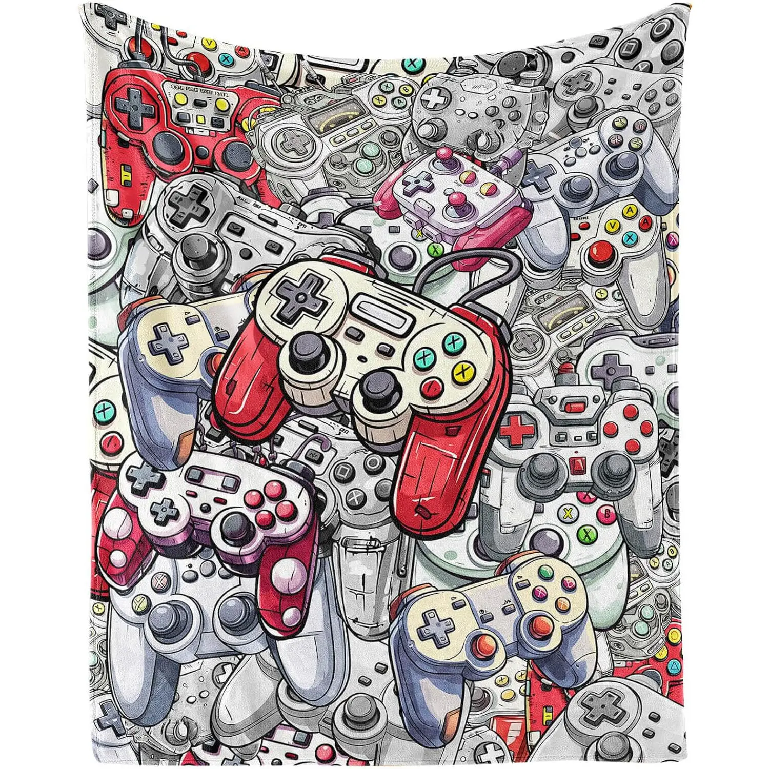 DIY Game Blanket, Flannel Cool Gamer Theme Throwing, Soft Family Boys and Girls Game Throwing Blanket