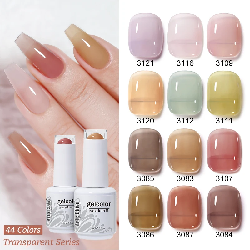 Arte Clavo 4 PZ/SET Gelatina Color Gel Polish Set Base Top Coat Vernice Soak Off Gel UV LED Semi Permanente Tutto Per La Manicure