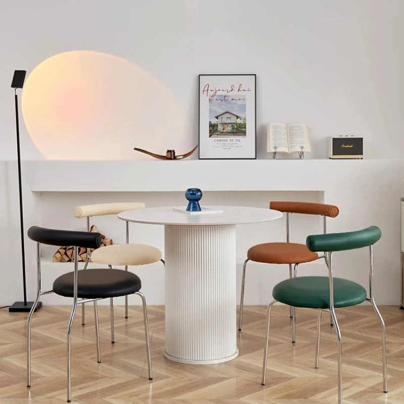 كريم نمط ضوء كرسي طعام فاخر Ins القرون الوسطى المنزل الحديث مقهى كرسي خمر الشمال مسند الظهر كرسي غرفة نوم ماكياج كرسي #5