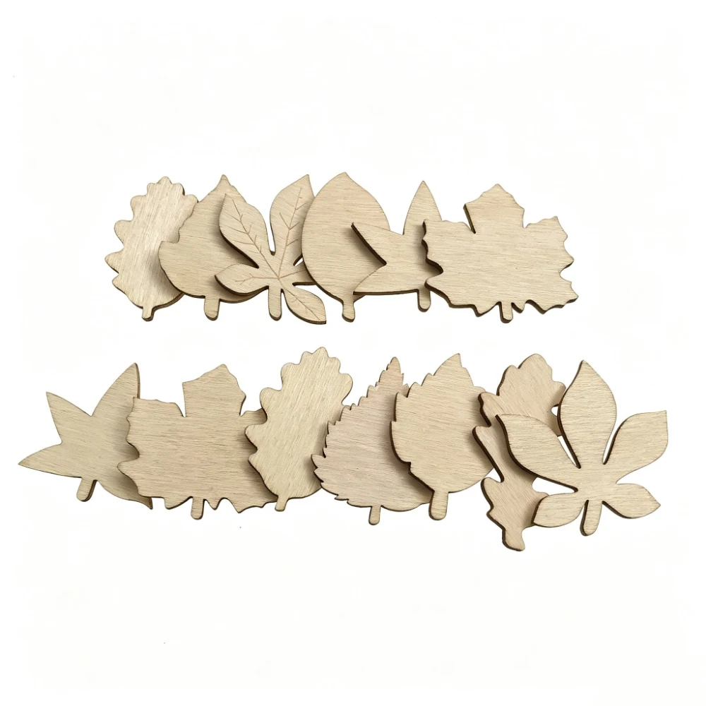 400PCS 30MM Unfinished Wooden Leaves Craft Blank Leaf Shape Cutout Ornament for Thanksgiving Fall Party DIY Decor Crafts