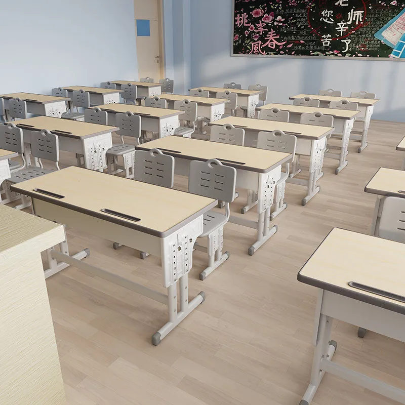 

Double children's study table Lifting school desks and chairs Household writing table Primary school children's desk set