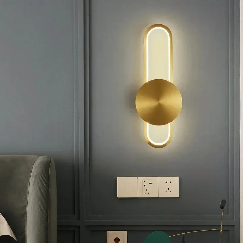 Modern Designer Wall Lamp Simplicity Luxury Metallic Luster Fixture Bedroom Bedside Parlor Sofa Background Wall Study LED Sconce